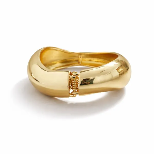Gold_Plated_Brass_Chunky_Wave_Cuff_Bangle_Bracelet_For_Women